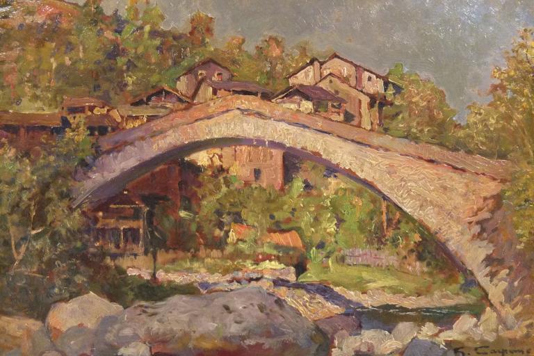 Quadro Ponte antico presso Viù