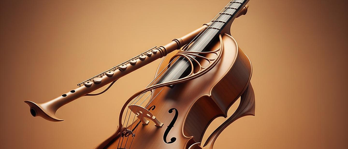 Strumento musicale immaginario che combina un flauto, un violino e un violoncello