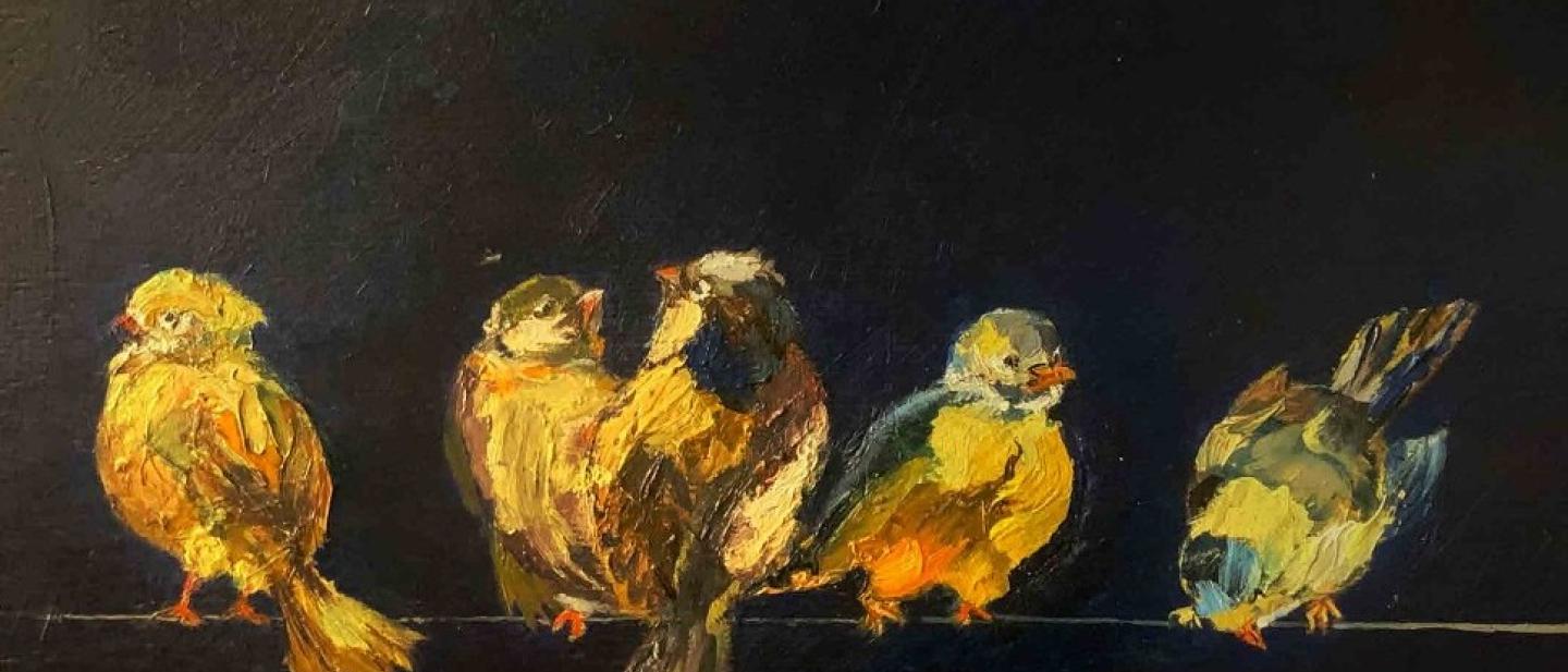 Dipinto con uccelli