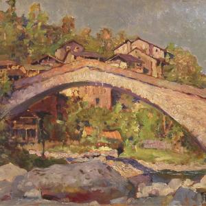 Quadro Ponte antico presso Viù